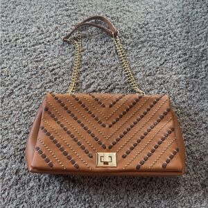 INC International Concepts Tan Studded Chain Shoulder Bag